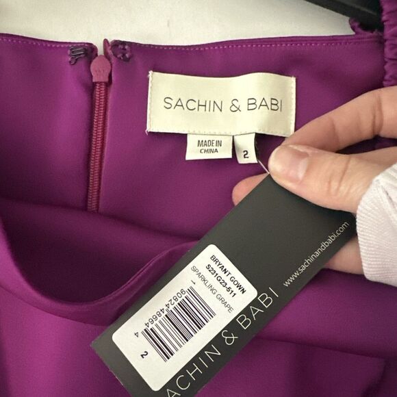 NWT $795 Sachin & Babi [ 2 ] Square‎ Neck Bryant Gown in Sparkling Grape Purple - Picture 7 of 15